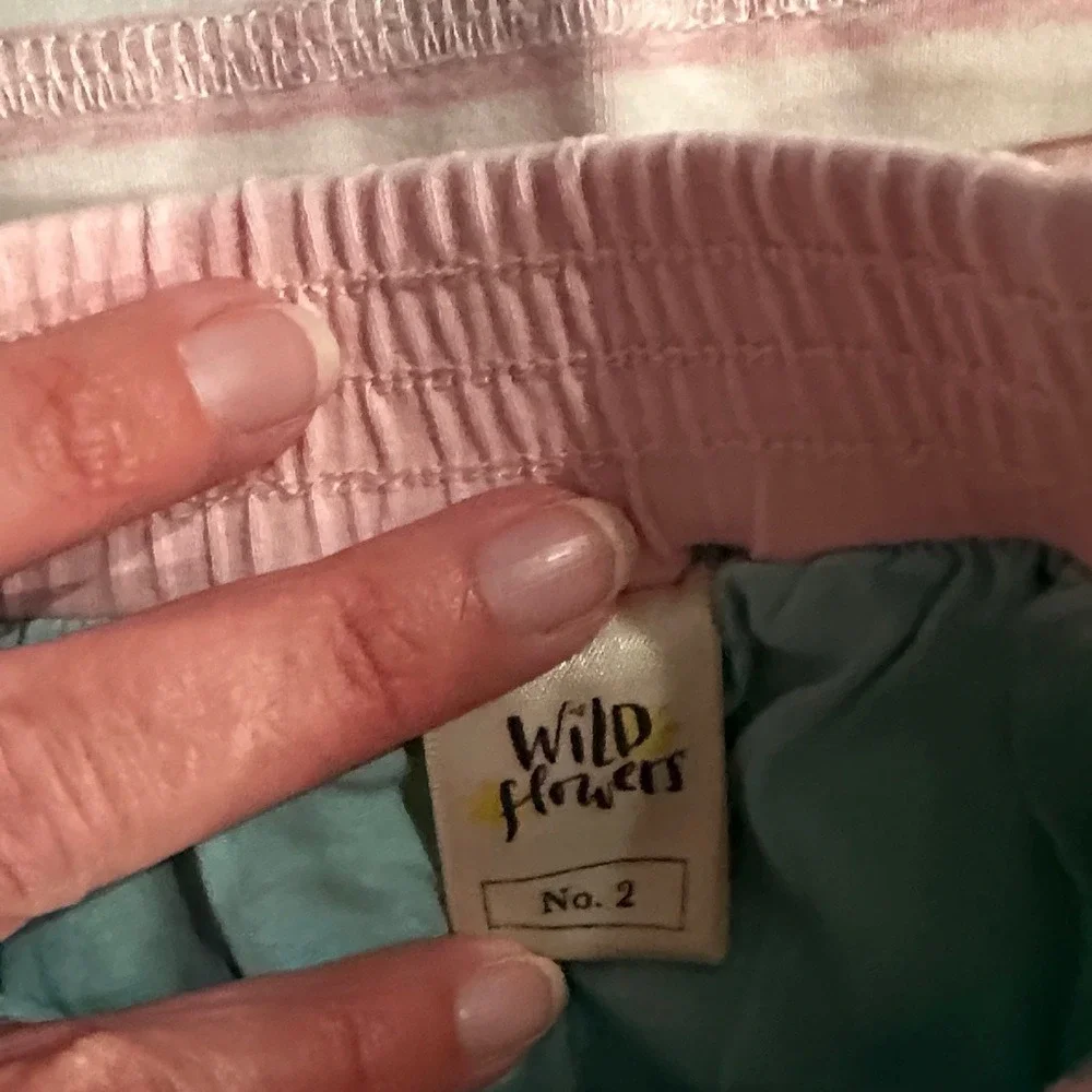 Wildflowers Girls Pink Striped Top and‎ Patchwork Ruffle Skirt Set Size 2